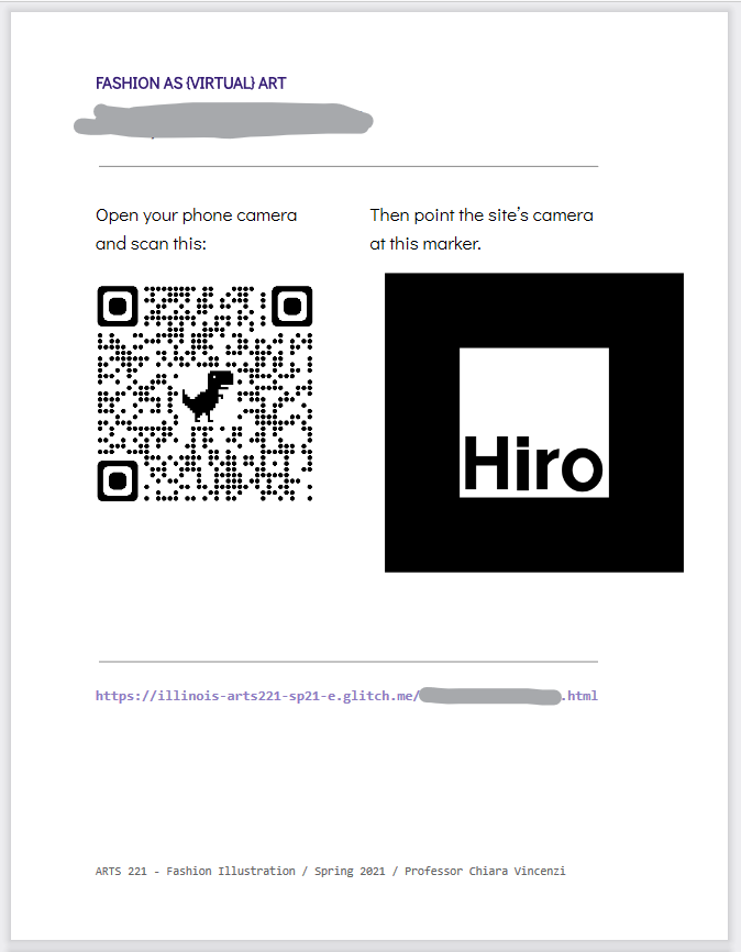 A flyer has a QR code and an AR marker on it.