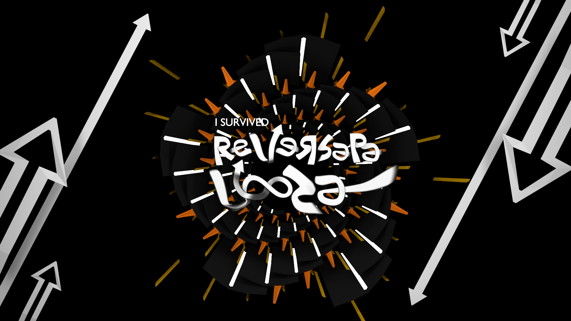 3D render of the word reversapalooza, with traffic cones and road signs circling behind it